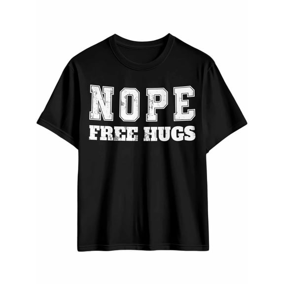 Men's T-Shirt Nope Free Hugs Short Sleeve Casual Tee Classic Crew Neck T-Shirt for Men, L
