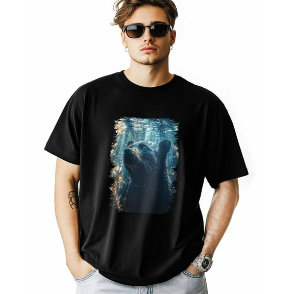Men's T-Shirt Ocean Underwater World Coral Bear Short Sleeve Casual Tee Classic Crew Neck T-Shirt for Men, L