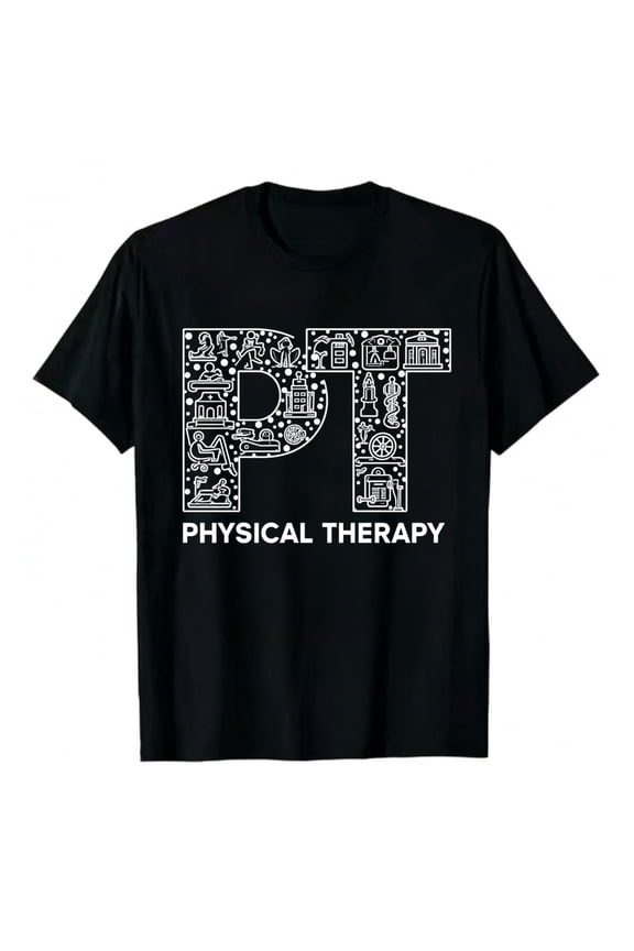 Men's T-Shirt Physical Therapy Icons Pattern Comfortable And Versatile Outdoor Casual Short Sleeve