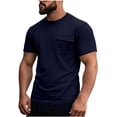 thumbnail image 1 of Men's T-Shirt Pocket Short Sleeve Shirts Running Athletic Workout Active Sun Protection Quick Dry Big and Tall Size S-3XL Navy, 1 of 8