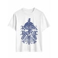 thumbnail image 1 of Men's T-Shirt ROCK ROLL Blue Retro Skull Guitar Rose Short Sleeve Casual Tee Classic Crew Neck T-Shirt for Men, White S, 1 of 7