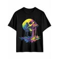 thumbnail image 1 of Men's T-Shirt Rainbow Paint Dripping Street Art Graffiti Skull Short Sleeve Casual Tee Classic Crew Neck T-Shirt for Men, 4XL, 1 of 6