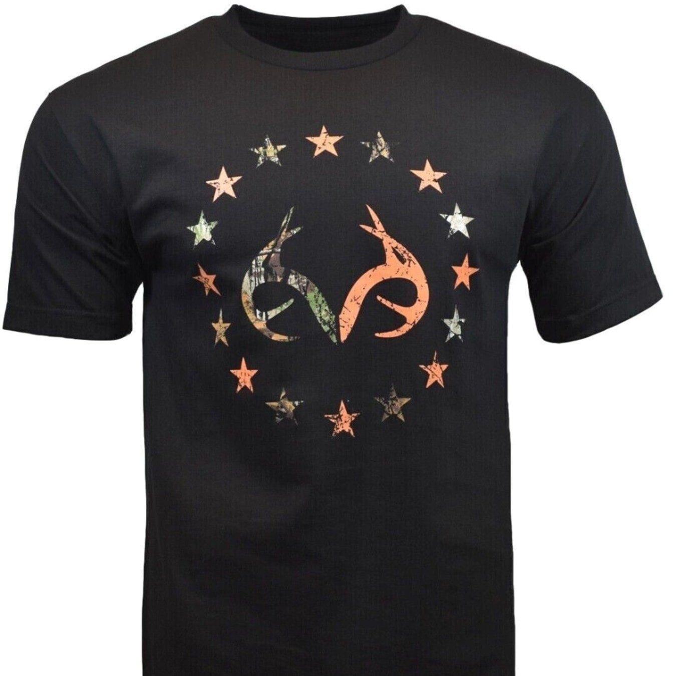 Men's T Shirt-Realtree Buckhorn River-Star Logo-Hunting Deer-100% Cotton-NEW
