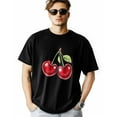 thumbnail image 1 of Men's T-Shirt Red Fruit Cherry Short Sleeve Casual Tee Classic Crew Neck T-Shirt for Men, S, 1 of 7