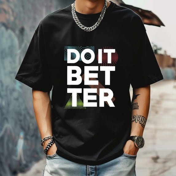 Men's T Shirt Retro Style Pattern Shirt Summer New Trend Sweatshirt M