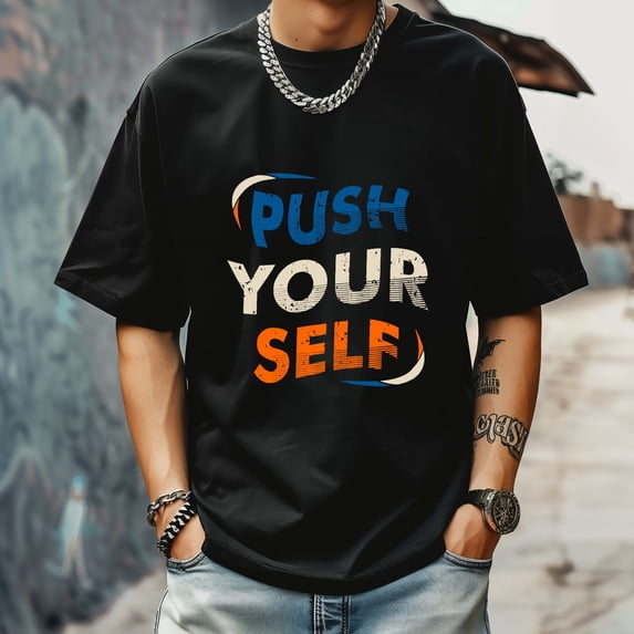 Men's T Shirt Retro Style Pattern Shirt Summer New Trend Sweatshirt M