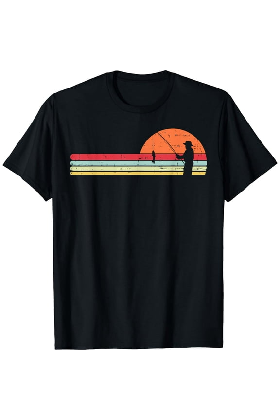 Men's T-Shirt Retro Sunset Fishing Graphic Casual Cotton Apparel