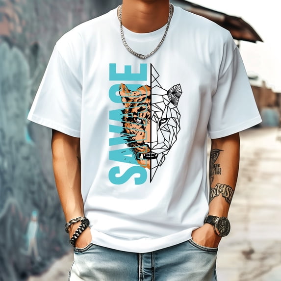 Men's T Shirt Round Neck Patterned Tee Summer New Sports Shirt Vintage Style XL