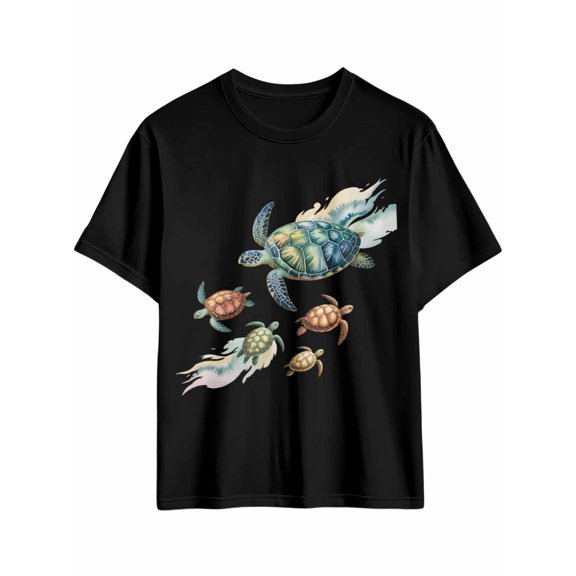 Men's T-Shirt Sea Turtle Ocean Short Sleeve Casual Tee Classic Crew Neck T-Shirt for Men, 4XL