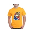 thumbnail image 1 of Men's T-Shirt Short Sleeve - American Flag 4th of July Kitty, 1 of 3