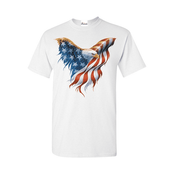 Men's T-Shirt Short Sleeve - American Flag Eagle USA