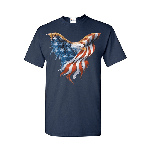 Men's T-Shirt Short Sleeve - American Flag Eagle USA