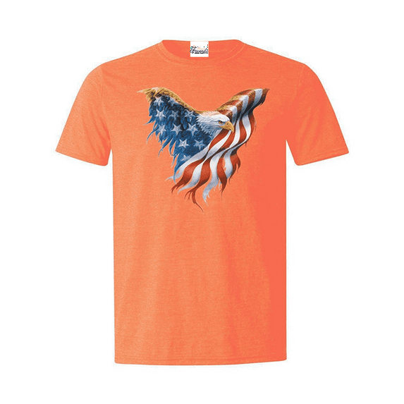 Men's T-Shirt Short Sleeve - American Flag Eagle USA