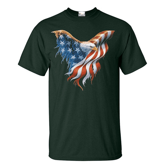 Men's T-Shirt Short Sleeve - American Flag Eagle USA