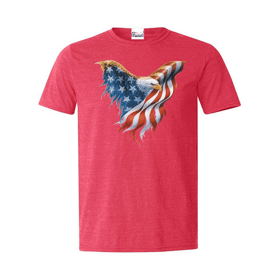 Men's T-Shirt Short Sleeve - American Flag Eagle USA