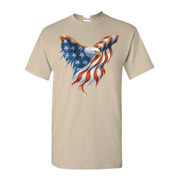 Men's T-Shirt Short Sleeve - American Flag Eagle USA