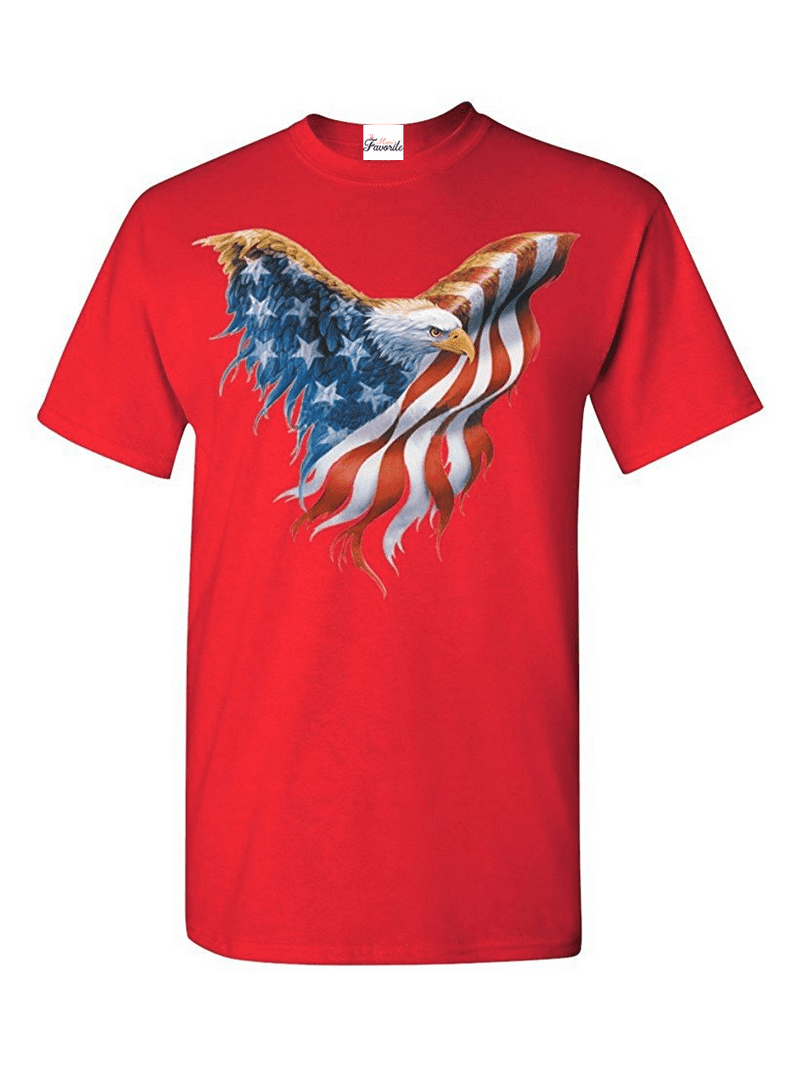 Men's T-Shirt Short Sleeve American Flag Eagle USA - Main Image