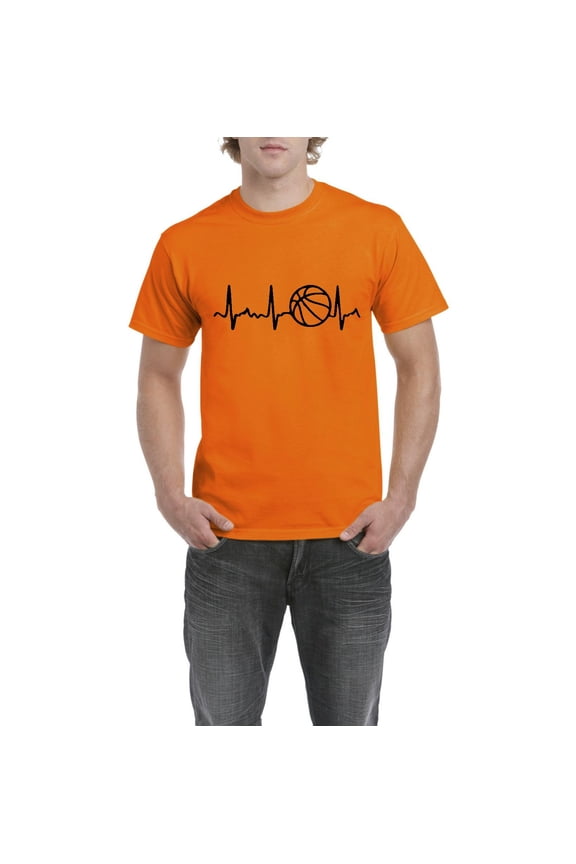 Men's T-Shirt Short Sleeve - Basketball Heartbeat