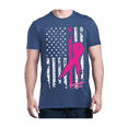 thumbnail image 1 of Men's T-Shirt Short Sleeve - Cancer Ribbon American Flag, 1 of 3