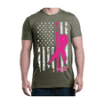 thumbnail image 1 of Men's T-Shirt Short Sleeve - Cancer Ribbon American Flag, 1 of 3