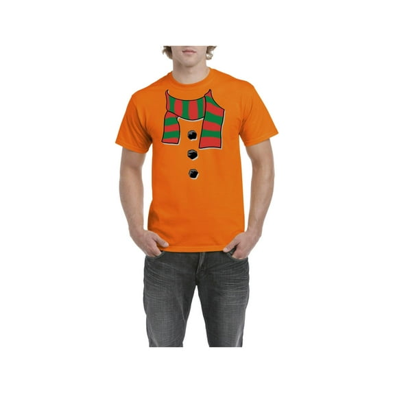Men's T-Shirt Short Sleeve - Christmas Snowman Scarf