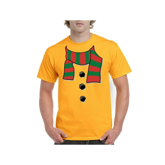 Men's T-Shirt Short Sleeve - Christmas Snowman Scarf