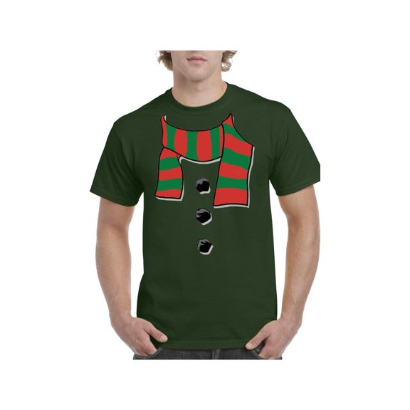Men's T-Shirt Short Sleeve - Christmas Snowman Scarf