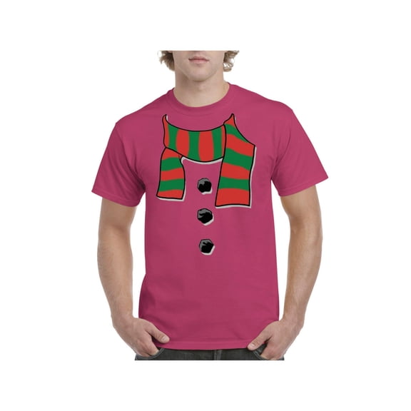 Men's T-Shirt Short Sleeve - Christmas Snowman Scarf