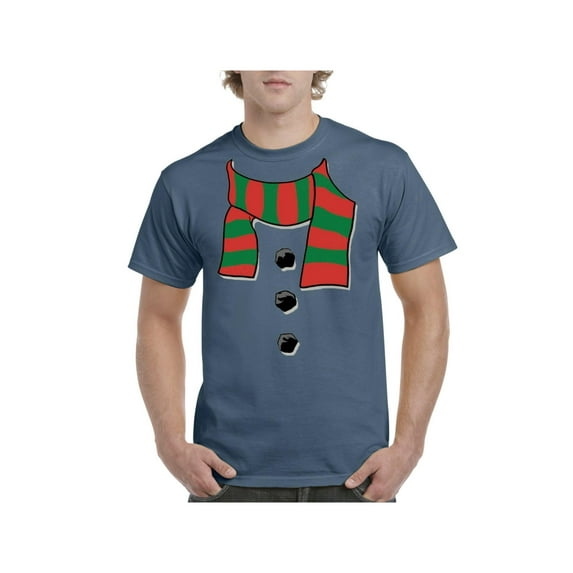 Men's T-Shirt Short Sleeve - Christmas Snowman Scarf