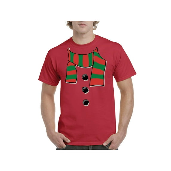 Men's T-Shirt Short Sleeve - Christmas Snowman Scarf