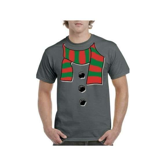 Men's T-Shirt Short Sleeve - Christmas Snowman Scarf