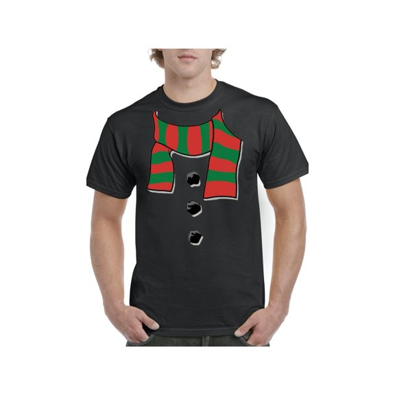 Men's T-Shirt Short Sleeve - Christmas Snowman Scarf