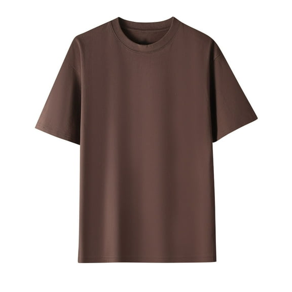 Men's T Shirt Short Sleeve Crew Neck T-Shirt Casual Summer Classic Basic Tee Shirts Men's Casual Fashion Solid Color Short Sleeved T-shirt Loose And Temperament Top ,Coffee,M