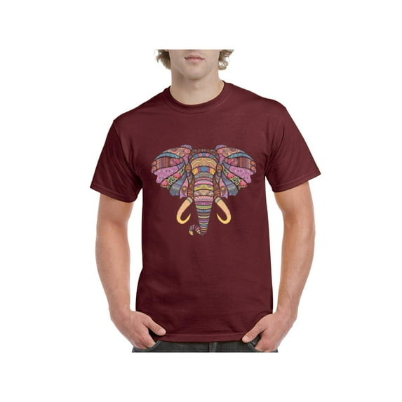 Men's T-Shirt Short Sleeve - Elephant Mosaic