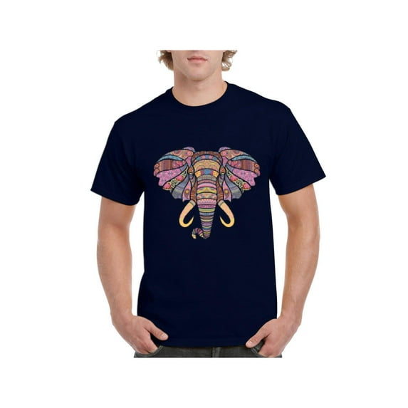 Men's T-Shirt Short Sleeve - Elephant Mosaic