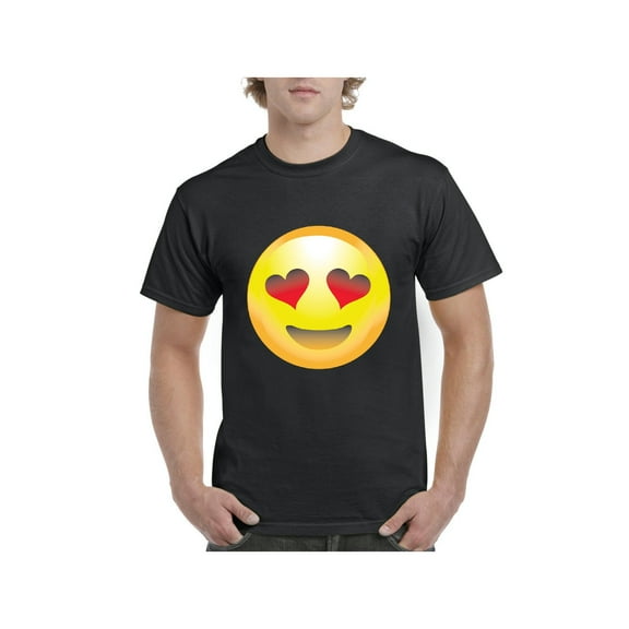 Men's T-Shirt Short Sleeve - Emoji Heart-Shaped Eyes