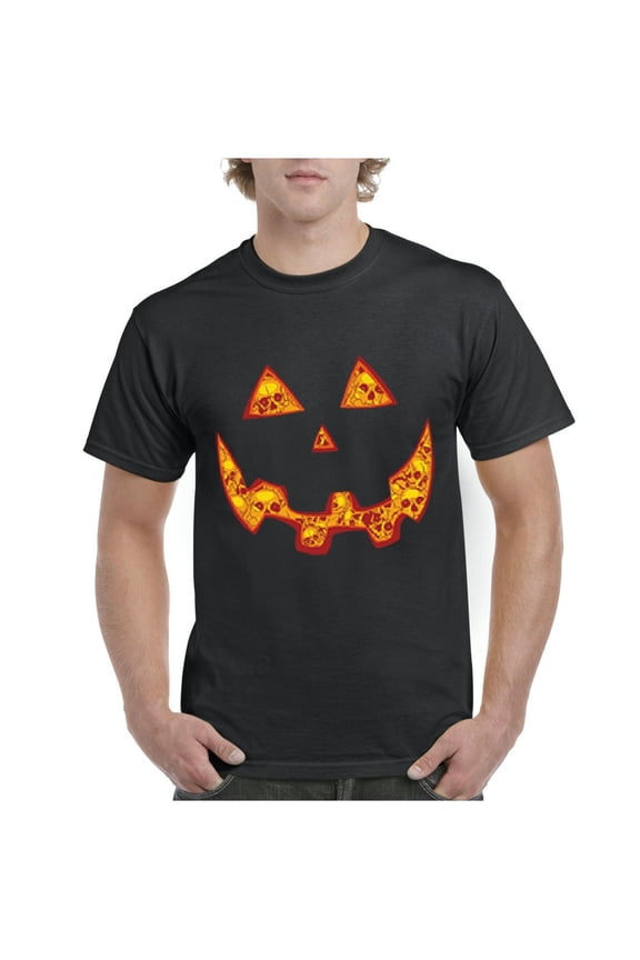 Men's T-Shirt Short Sleeve - Halloween Costume Pumpkin Face