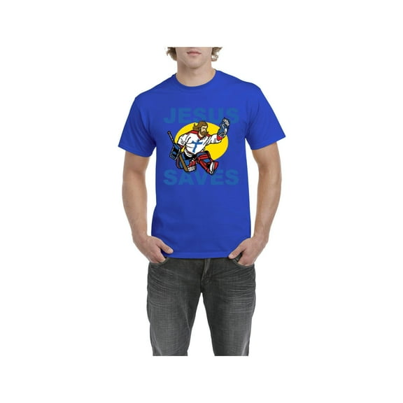 Men's T-Shirt Short Sleeve - Jesus Saves Hockey Goalie