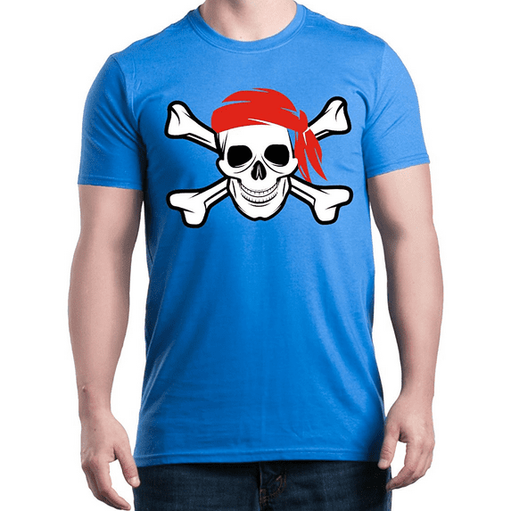 Men's T-Shirt Short Sleeve - Jolly Roger Skull & Crossbones