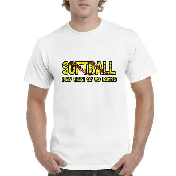 Men's T-Shirt Short Sleeve - Softball Play Hard or Go Home