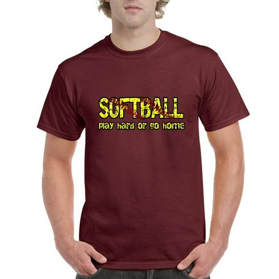 Men's T-Shirt Short Sleeve - Softball Play Hard or Go Home