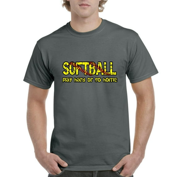 Men's T-Shirt Short Sleeve - Softball Play Hard or Go Home