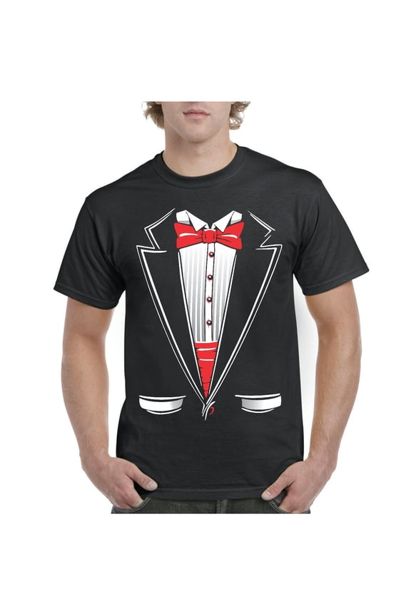 Men's T-Shirt Short Sleeve - Tuxedo Prom Costume