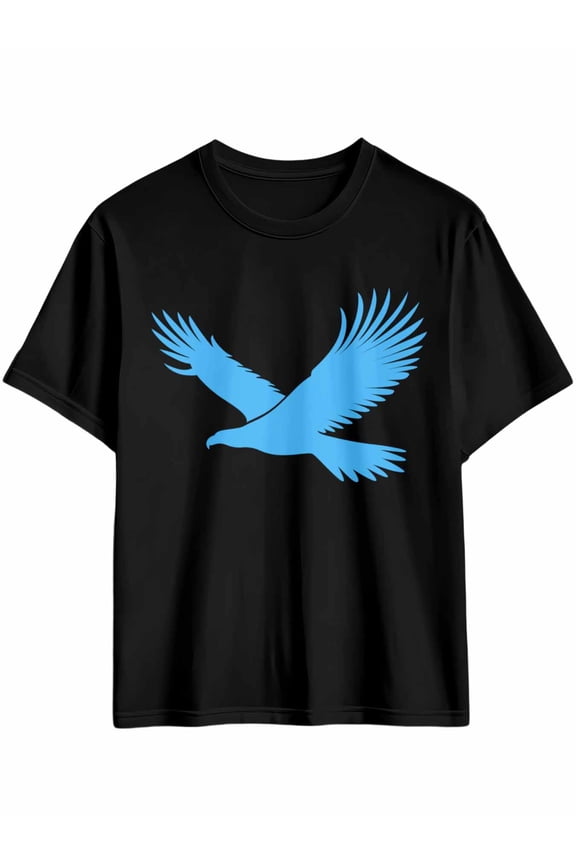 Men's T-Shirt Simple Eagle Silhouette Blue Theme Short Sleeve Casual Tee Classic Crew Neck T-Shirt for Men, 2XL