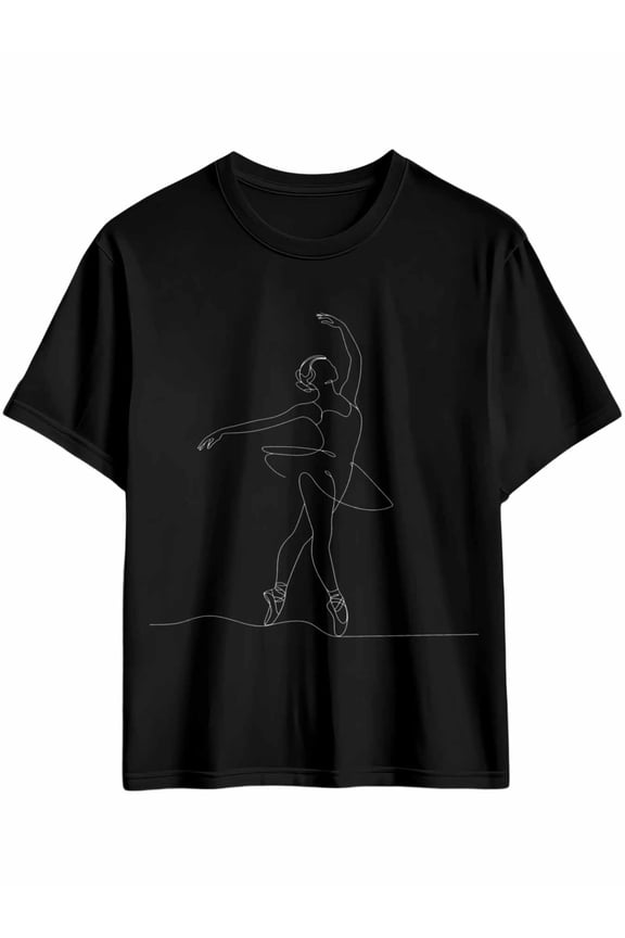 Men's T-Shirt Simple Lines Elegant Ballet Dancer Short Sleeve Casual Tee Classic Crew Neck T-Shirt for Men, M