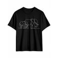 thumbnail image 1 of Men's T-Shirt Single Line Drawing Two Elephant Modern Art Short Sleeve Casual Tee Classic Crew Neck T-Shirt for Men, S, 1 of 6