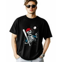 Men's T-Shirt Skeleton Baseball Sports Short Sleeve Casual Tee Classic Crew Neck T-Shirt for Men, 3XL