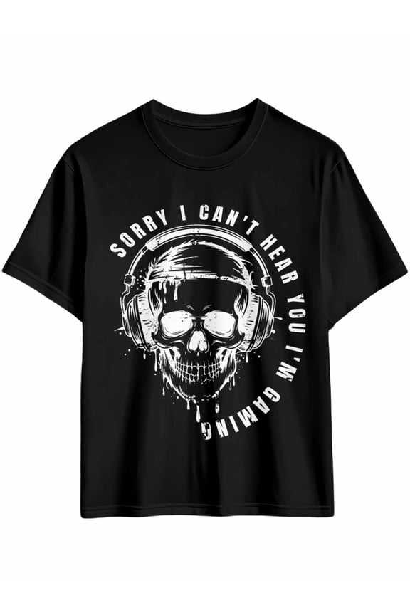Men's T-Shirt Skull 80s Retro Style Short Sleeve Casual Tee Classic Crew Neck T-Shirt for Men, 4XL