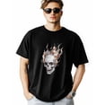 thumbnail image 1 of Men's T-Shirt Skull on Fire Short Sleeve Casual Tee Classic Crew Neck T-Shirt for Men, XL, 1 of 7