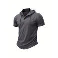 thumbnail image 1 of Men's T Shirt Summer Slim Fitness Hooded Short-Sleeved Tees Male Lightweight Hoodie Fitness Breathable Sports Tops, 1 of 10